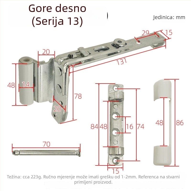 Kutni šarka za vrata i prozore, željezo, galvanizirani premaz, običan debeli šark, model Corner hinge