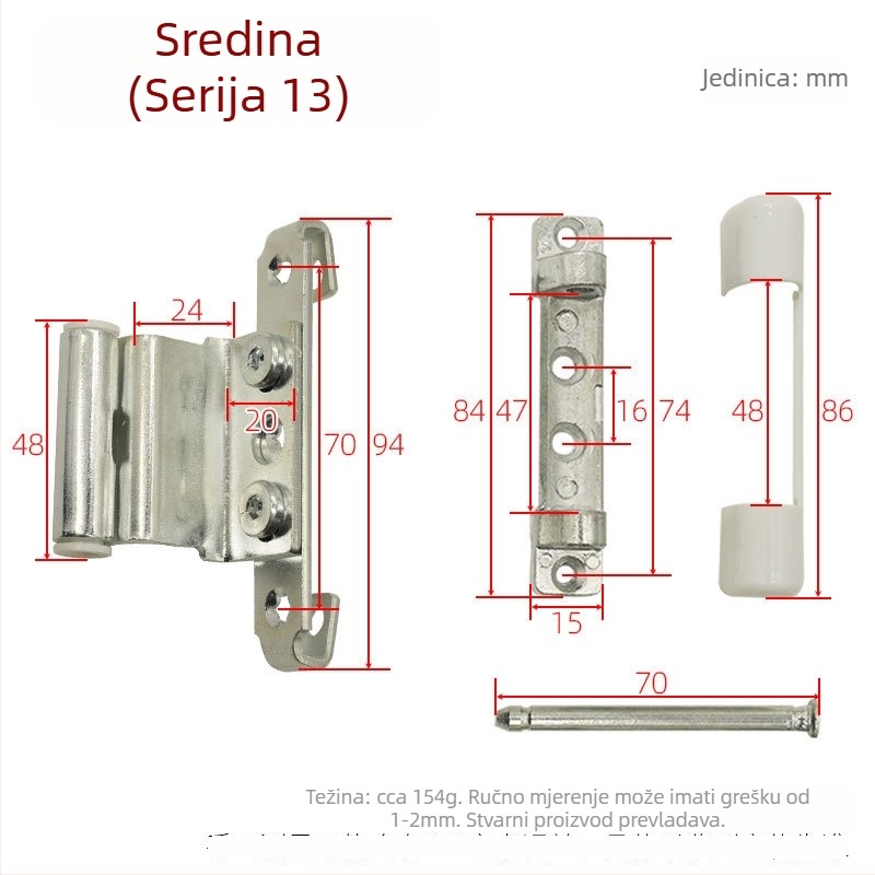 Kutni šarka za vrata i prozore, željezo, galvanizirani premaz, običan debeli šark, model Corner hinge