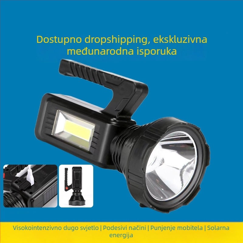 Ručno napajana LED svjetiljka s solarnim napajanjem i ručnim punjenjem, 5W, 2400mAh, vodootporna, za kampiranje i ribolov