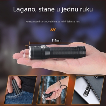 Integrirana višenamjenska LED svjetiljka visokog sjaja, 20W, 350+ lm, punjiva s 1x18650, vodootporna, domet 100–200 m