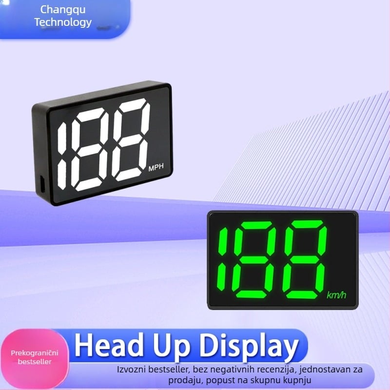 GPS HUD Head-Up zaslon za automobil – Brzina u km/h ili mph, univerzalno
