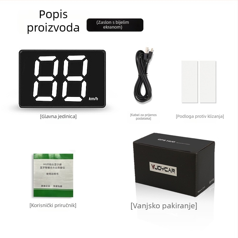 GPS HUD Head-Up zaslon za automobil – Brzina u km/h ili mph, univerzalno