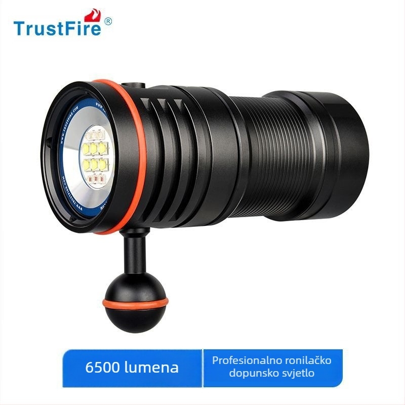 Trustfire Potapljački LED Reflektor za fotografiju – 50W, 5000mAh, aluminijska legura, domet do 50 m