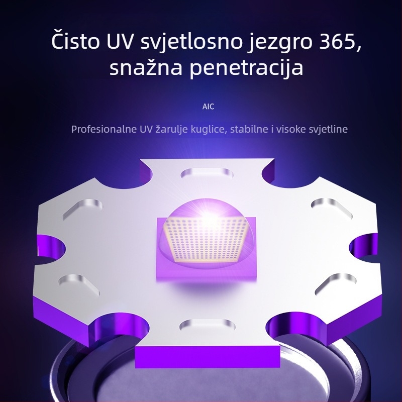 UV LED svjetiljka za otkrivanje pesticidnih ostataka na povrću — punjiva, ručni pogon, ultratanki i lagani, domet do 50 m