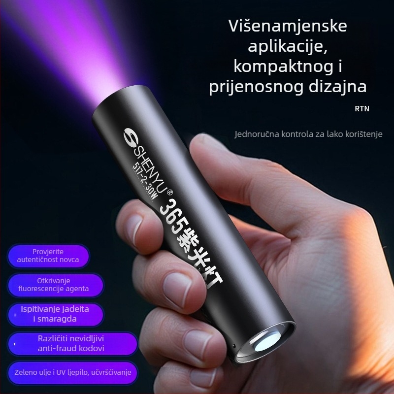 UV LED svjetiljka za otkrivanje pesticidnih ostataka na povrću — punjiva, ručni pogon, ultratanki i lagani, domet do 50 m