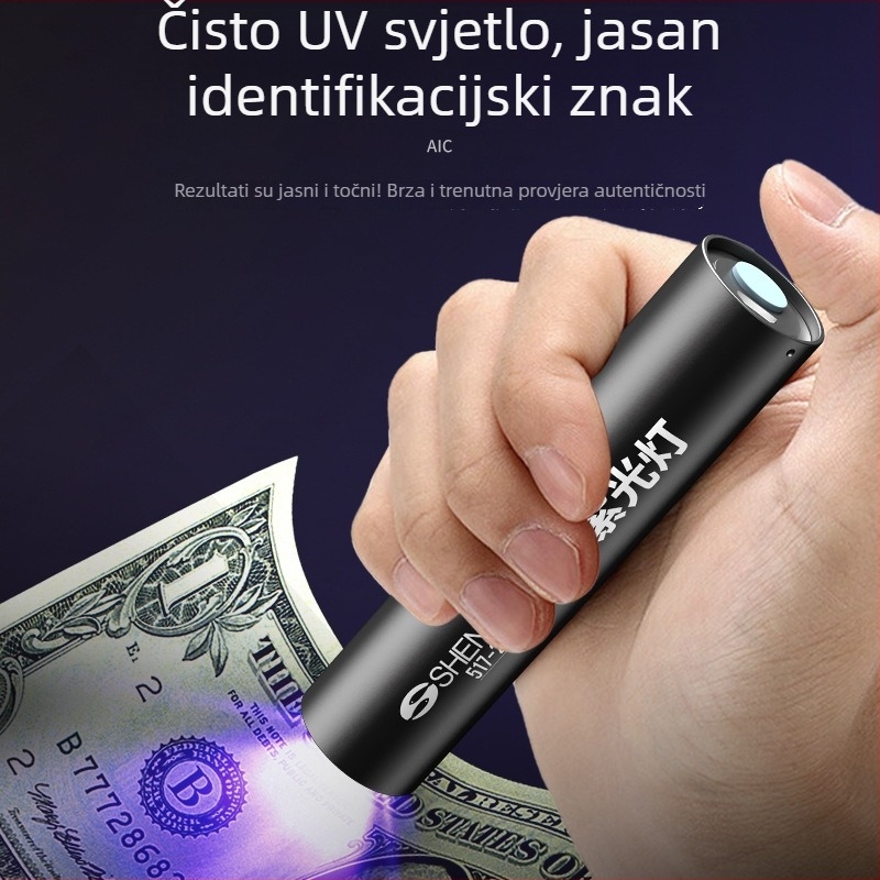 UV LED svjetiljka za otkrivanje pesticidnih ostataka na povrću — punjiva, ručni pogon, ultratanki i lagani, domet do 50 m
