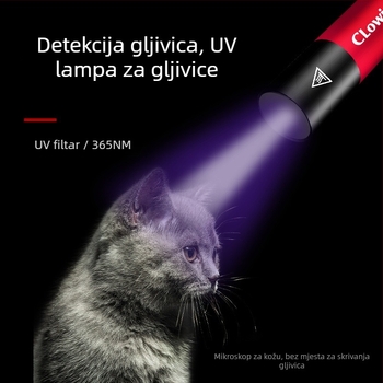 Wood's lamp UV LED svjetiljka za otkrivanje gljivičnih infekcija — 5W LED, kućište od aluminijske legure, USB punjenje, baterija 1500 mAh, domet do 50 m