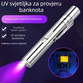 Punjivi detektor banknota s laserskim svjetlom, kućište od aluminijskog legura, uključen punjač, domet do 50 m.