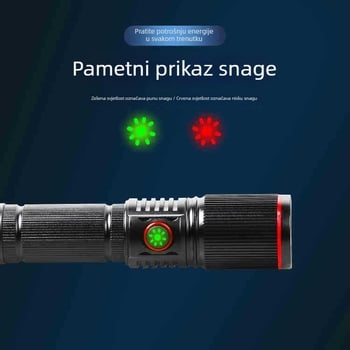 LED ručna baterijska svjetiljka, Type-C punjenje, aluminijska legura, teleskopskog zooma, baterija 2000mAh, domet 200–500 m