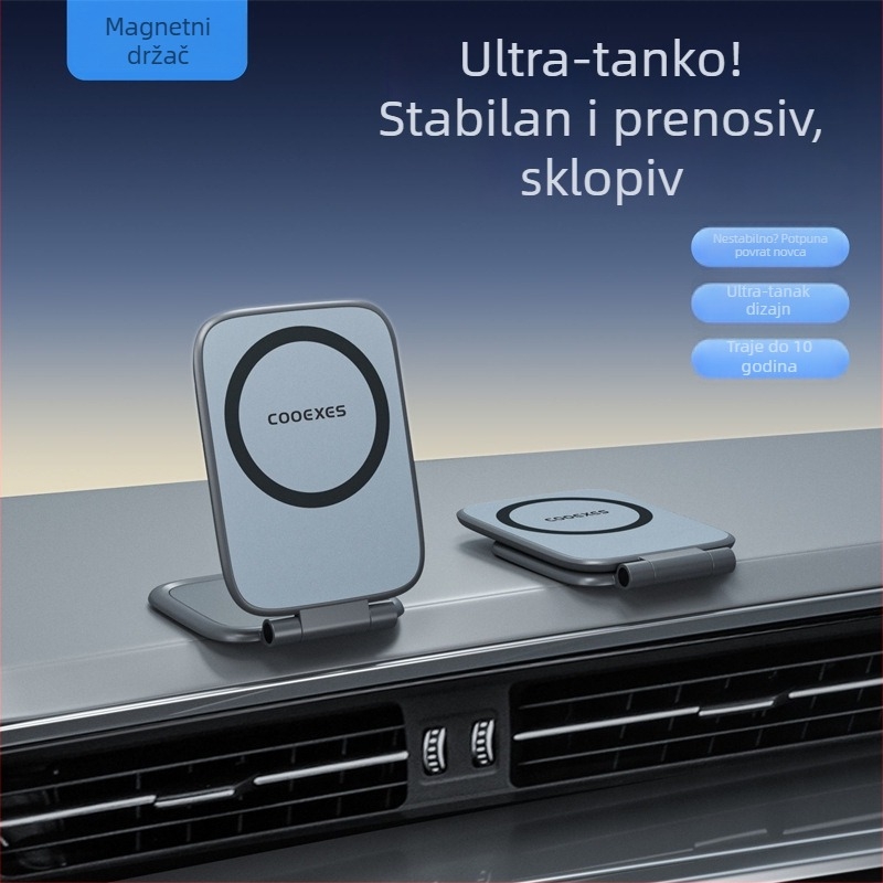 Magnetski držač za telefon s vakuumom – ultra tanak, prijenosan, univerzalna kompatibilnost za navigaciju u autu i stolnu upotrebu