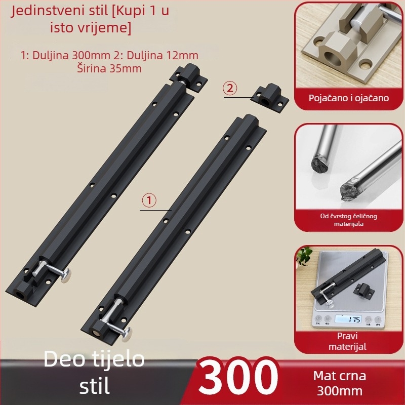 Brava za vrata s latchom za tijela – 304 nehrđajući čelik, protiv krađe, debeli zasun, kroz tijelo zasuna (Model: All-aluminum through-body latch; Opseg: Vrata i prozori; Stil: Moderni minimalistički)