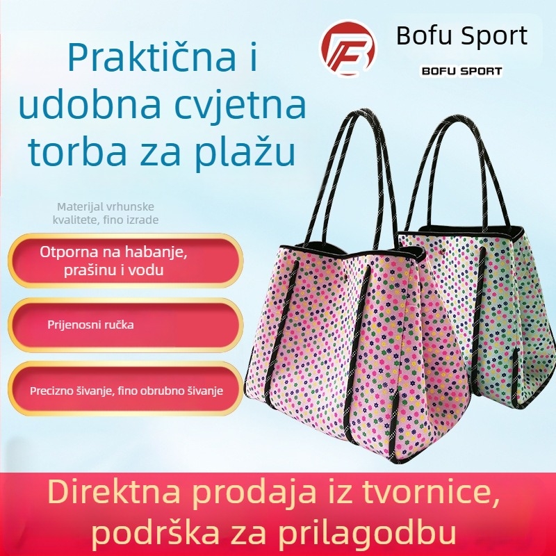 TPU torba za plažu – vodootporna tkanina, minimalistički stil, kapacitet 15 540, uzorak Broken flowers