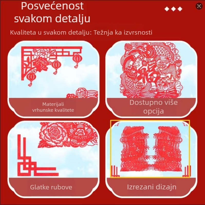 Prozorske naljepnice za Novu godinu 2026. Godina konja s riječima blagoslova | Materijal: flokirana tkanina; Pakiranje: OPP vrećica; Marke: Hong Kong qi