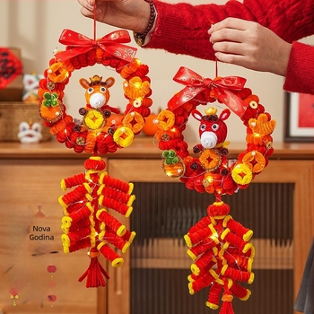 DIY set materijala za ručno tkani cvjetni prsten i narukvicu – PVC, proljetni festival, kineski stil