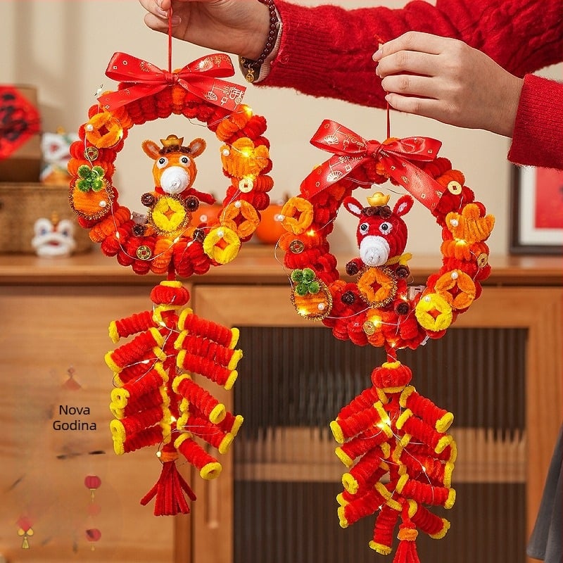DIY set materijala za ručno tkani cvjetni prsten i narukvicu – PVC, proljetni festival, kineski stil