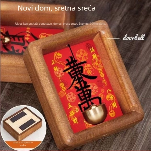 Privjesak s magnetnim zvoncem za vrata, crni orah, ručna izrada, novi kineski stil