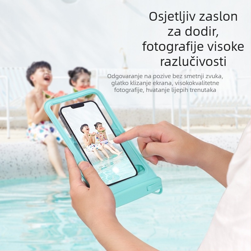 Vodootporna torbica za telefon sa stražnjim džepom, dodirni zaslon, PVC materijal, za plažu, plivanje i ronjenje