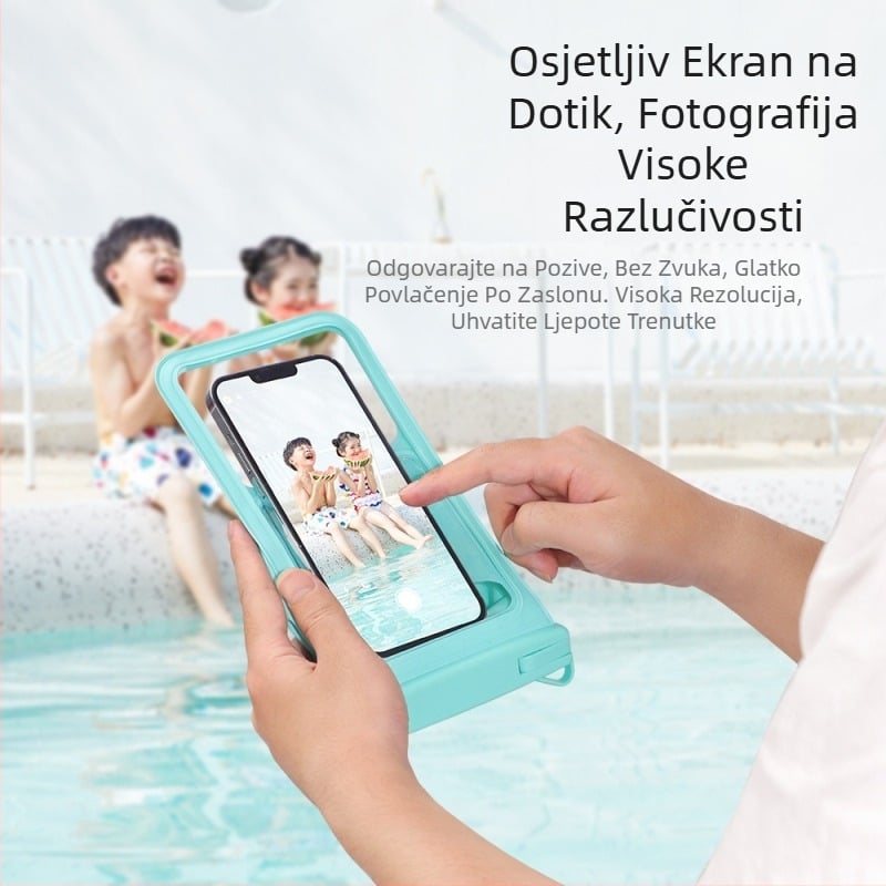 Vodootporna torbica za telefon s dodirnim zaslonom za podvodnu fotografiju, vanjska PVC torbica, prilagodljiva s otisnutim logom, kapacitet 7.5