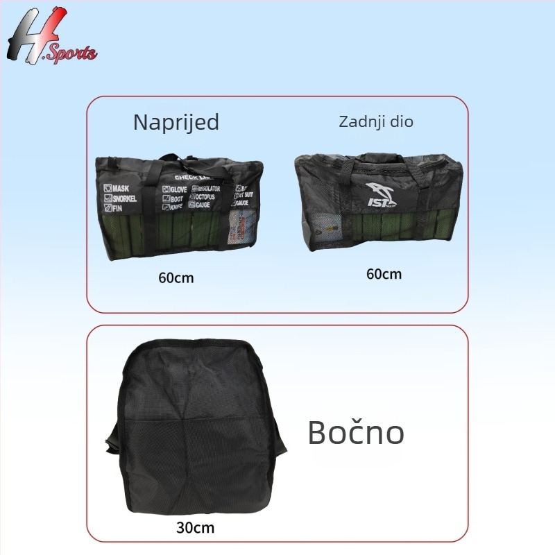 Ruksak za ronjenje – mrežasta torba za opremu, kapacitet 20-35L, kompozitni materijal, marka W.M.D i H.Sports