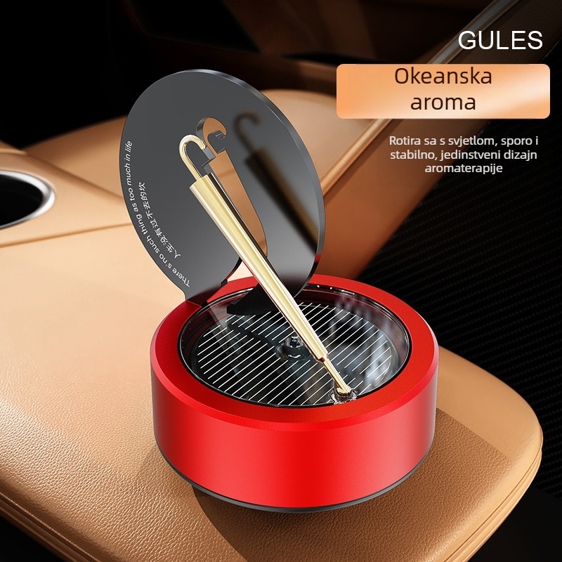 Automobilski aromaterapijski difuzor od legure s držačem parfema • Kapacitet 5–10 ml • Oblik kružne posude za miris • Miris: cvjetno-voćni • Dekor automobila i aroma • Trajanje mirisa 60–90 minuta