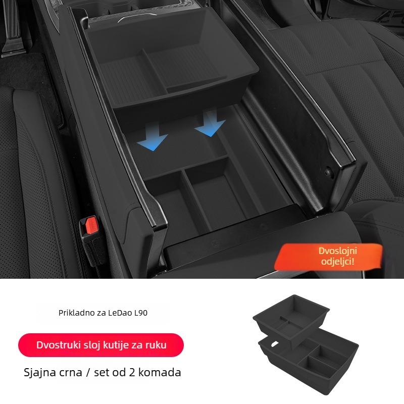 Silikonska unutrašnja podloga za automobil, model Ledao L90, materijal: silikon, kompatibilno s Ledao L90 kutijom za naslon za ruku i središnjom konzolom.