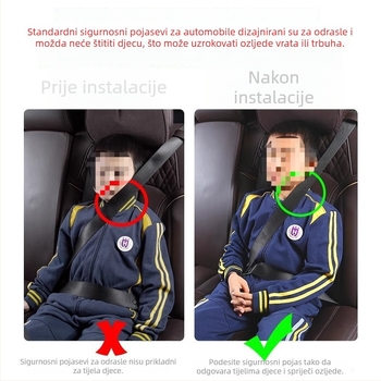 Držač podešavanja pojasa za dječje auto-sjedalo – limiter protiv gušenja za bebe i trudnice, štiti unutrašnjost automobila