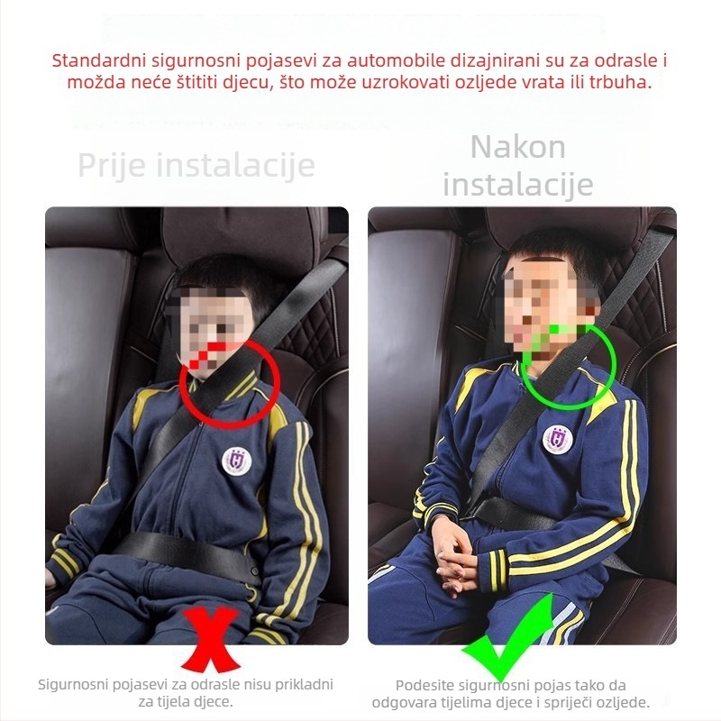 Držač podešavanja pojasa za dječje auto-sjedalo – limiter protiv gušenja za bebe i trudnice, štiti unutrašnjost automobila
