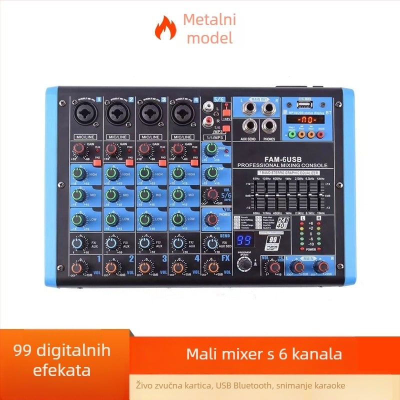 4-kanalni Bluetooth USB audio mikser za scenu i prijenos uživo