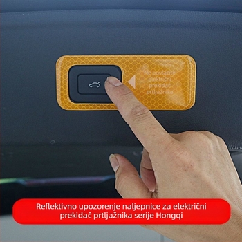 Sticker za električni prekidač stražnjih vrata HS5 HS7H9 — unutarnji auto-sticker, reflektirajuća upozoravajuća naljepnica, tip slova; Materijal: naljepnica; Ugradnja: ljepenje; Personalizacija: Ne