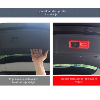 Sticker za električni prekidač stražnjih vrata HS5 HS7H9 — unutarnji auto-sticker, reflektirajuća upozoravajuća naljepnica, tip slova; Materijal: naljepnica; Ugradnja: ljepenje; Personalizacija: Ne