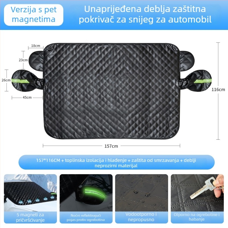 Univerzalni pokrov za auto s aluminijskom folijom, teleskopska instalacija, mrežasti uzorak, debeli stil