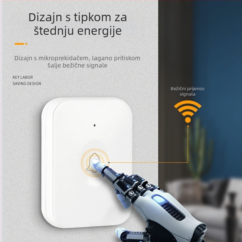 Bežični zvončić za vrata s glazbom i daljinskim upravljanjem 1:1, model E6, napajanje 220–250V, 32 tonova, potrošnja 0,5W, za dom i ured