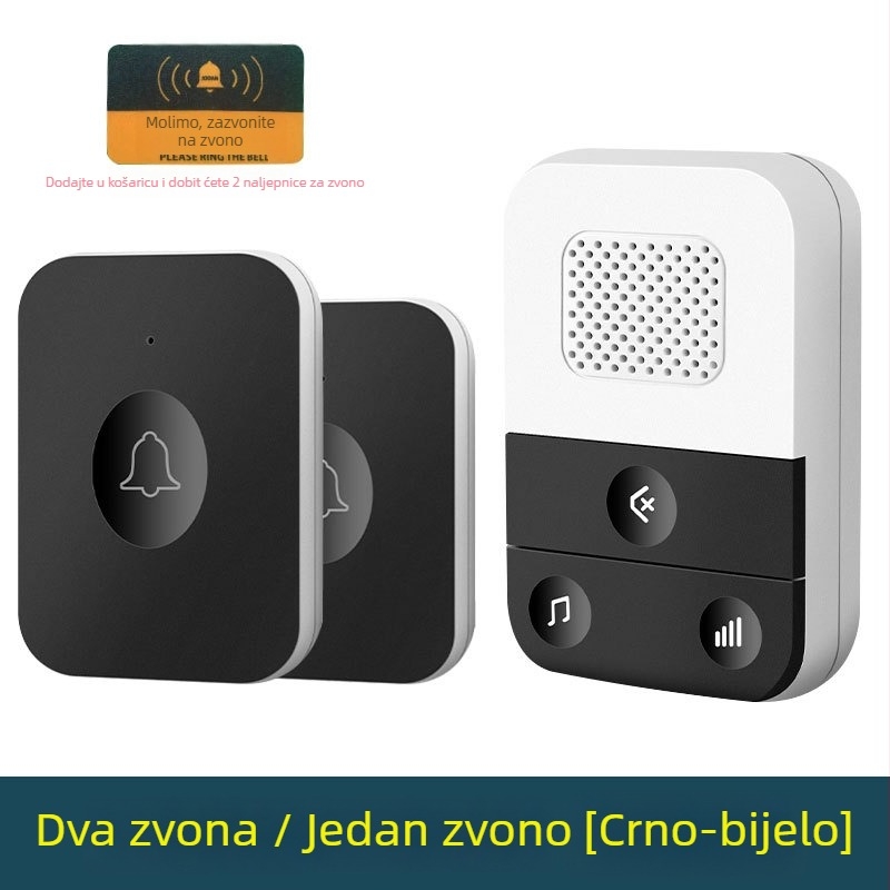 Bežični zvončić za vrata s glazbom i daljinskim upravljanjem 1:1, model E6, napajanje 220–250V, 32 tonova, potrošnja 0,5W, za dom i ured