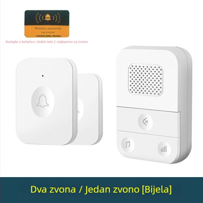 Bežični zvončić za vrata s glazbom i daljinskim upravljanjem 1:1, model E6, napajanje 220–250V, 32 tonova, potrošnja 0,5W, za dom i ured