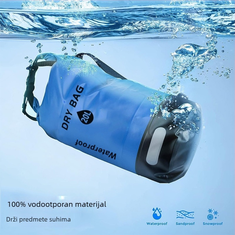Vanjska vodootporna torba u obliku kante, kapacitet 10L/20L, 500D PVC, PVC mrežasta tkanina, tisk logotipa po narudžbi