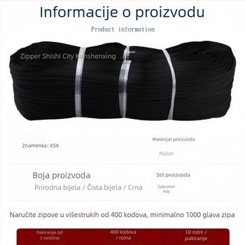 Nylon zatvarač s smolastim zubima, zatvarač s kodom, Kun Shen Xing marka, podrijetlo Fujian, model 0108