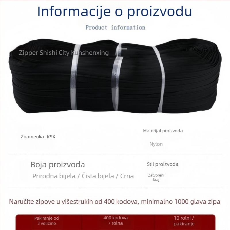 Nylon zatvarač s smolastim zubima, zatvarač s kodom, Kun Shen Xing marka, podrijetlo Fujian, model 0108