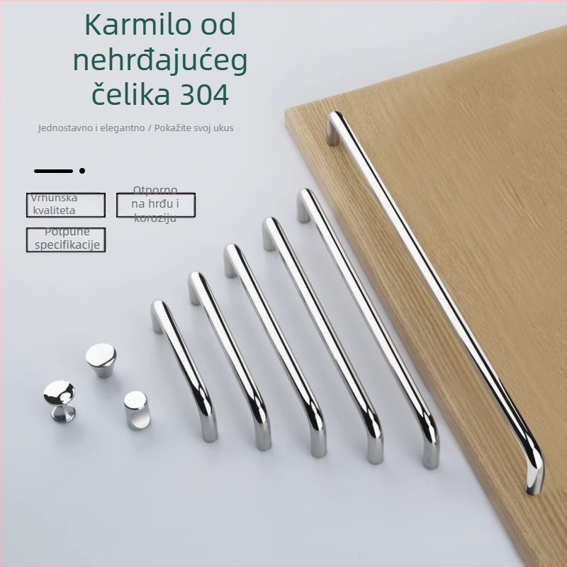 Ručka od nehrđajućeg čelika 304 za ladice i ormare — polirani završetak, moderni minimalistički stil, primjena: ladice, ormarići, ormar