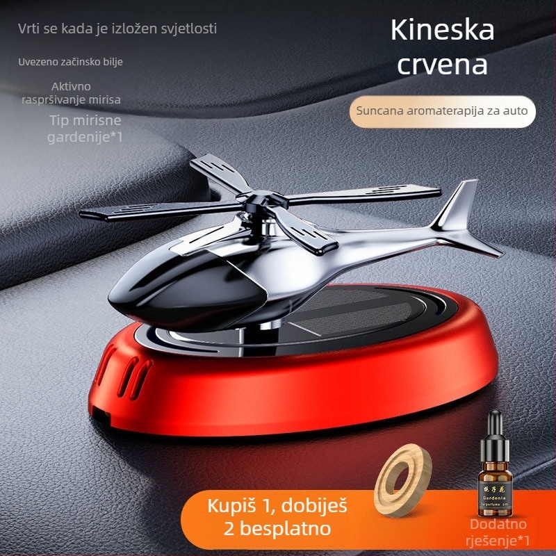 Auto aromaterapijski ukras sa solarnim rotirajućim motivom aviona, marka Zhuo Pin Xuan, materijal ABS zlitina, miris Citrus Ocean / Gardenia, volatilizacija 61–90 dana