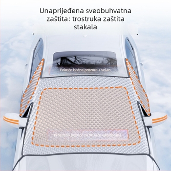 Pokrivalo za snijeg za prednje vjetrobransko staklo automobila - dvostruki sloj, PE materijal, polupoklopna ugradnja, univerzalno vozilo