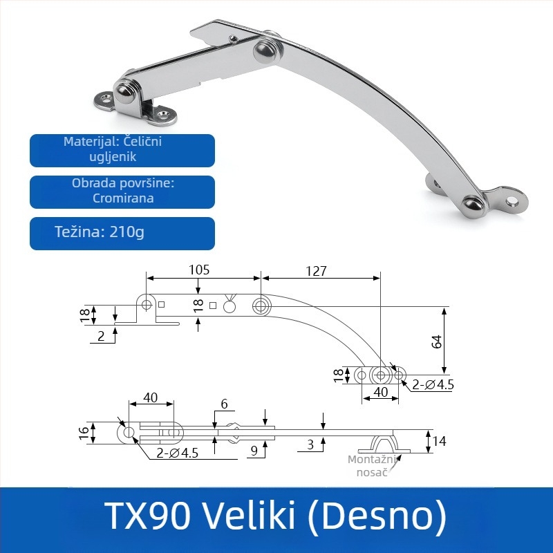Podrška za prozor T80/T90 limiter, od željeza, marka Winning, moderan minimalistički stil
