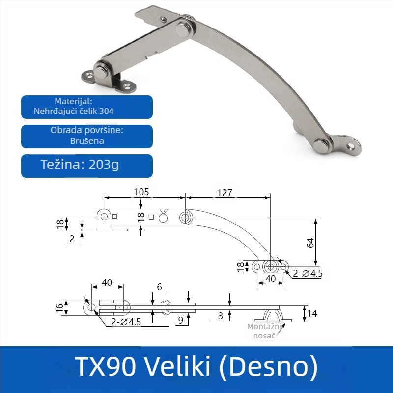 Podrška za prozor T80/T90 limiter, od željeza, marka Winning, moderan minimalistički stil