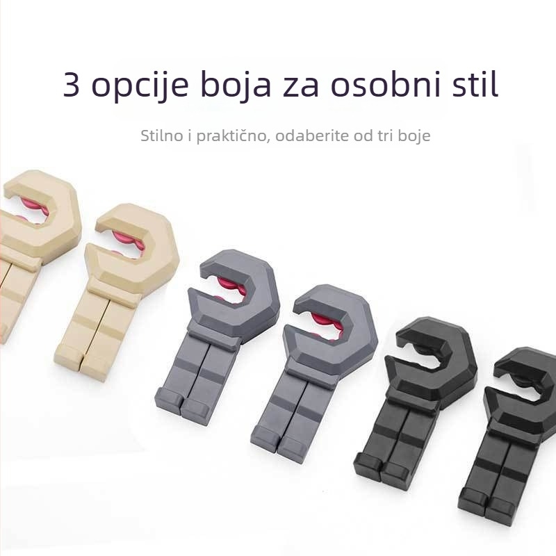Kuka za naslon sjedala automobila – multifunkcionalna dvostruka kuka, ABS materijal, ispis logotipa, personalizacija