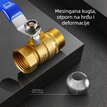 Bakreni kuglasti ventil s unutarnjim i vanjskim navojem, duga ručka, brzo otvaranje, prav tok (model OQFNW-H)