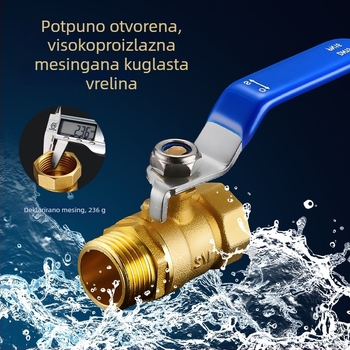 Bakreni kuglasti ventil s unutarnjim i vanjskim navojem, duga ručka, brzo otvaranje, prav tok (model OQFNW-H)