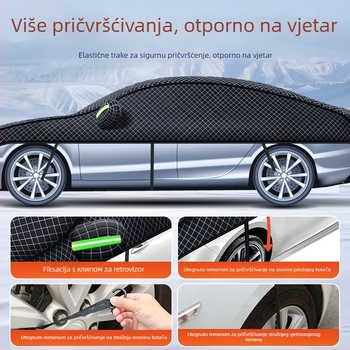 Pokrov za automobil od Oxford tkanine, univerzalni i debeli, zaštita od sunca, kiše, topline i tuče, potpuno pokrivanje, težina 700 g, montaža statičkim pričvršivanjem