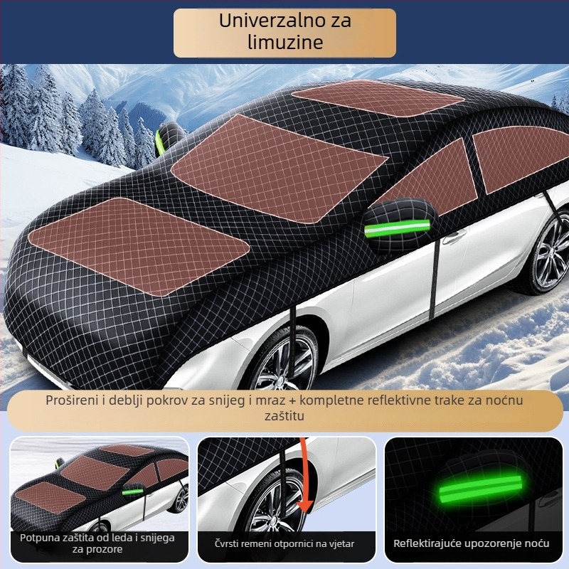 Pokrov za automobil od Oxford tkanine, univerzalni i debeli, zaštita od sunca, kiše, topline i tuče, potpuno pokrivanje, težina 700 g, montaža statičkim pričvršivanjem