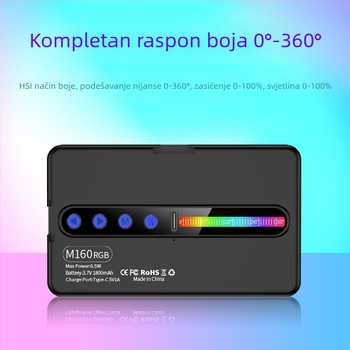 LED rasvjeta za ispunu M160 RGB – Prijenosno ručno RGB svjetlo za live streaming i fotografiju, ugrađena baterija, prilagodljiva temperatura boje 2500K–9900K