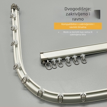 Tiha tračnica za zavjese za balkon s vodilom u obliku zmije, savitljiva tračnica u obliku U i L, od aluminijske legure