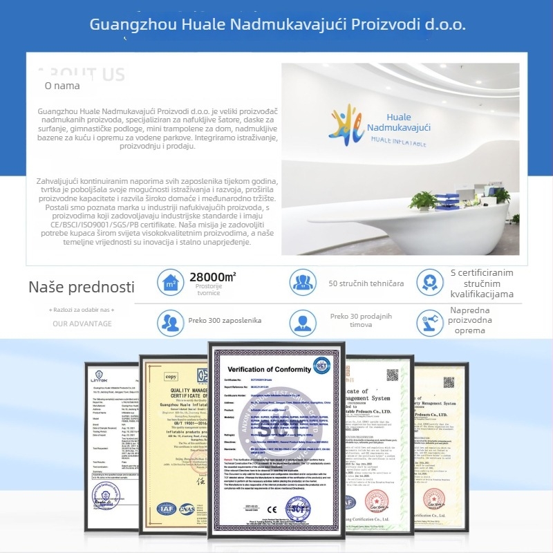 Naduvljiva gimnastička podloga s brušenom površinom - brušeni materijal, PVC površina, apsorpcija udara, pogodna za jogu i taekwondo